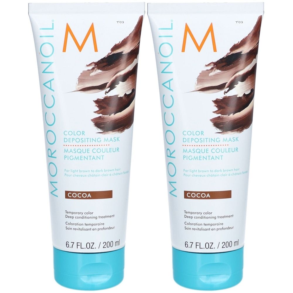 Deux masques colorants pigmentants Moroccanoil, Cacao, 200 ml.