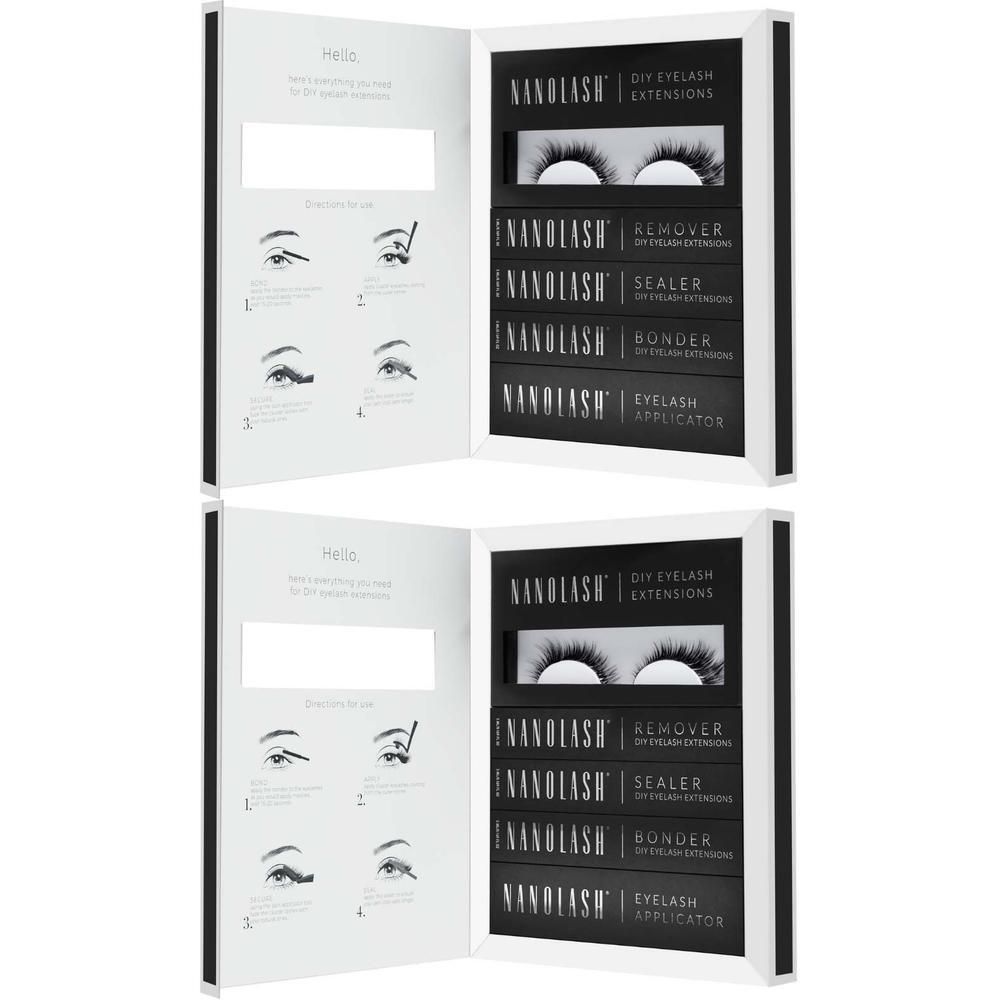 DIY wimperverlengingskit met valse wimpers, remover, sealer, bonder en applicator.