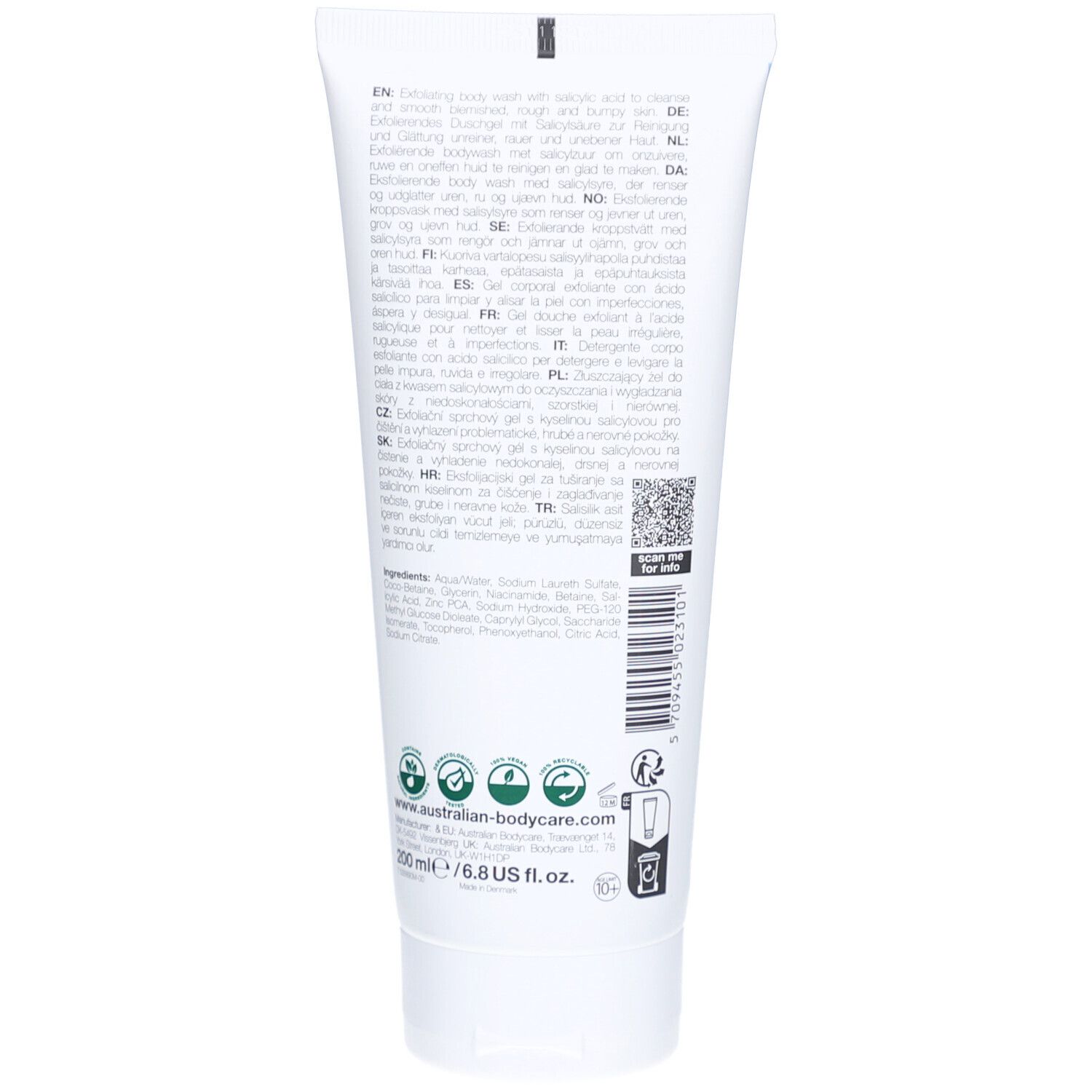 Witte tube met opdruk, 200 ml.