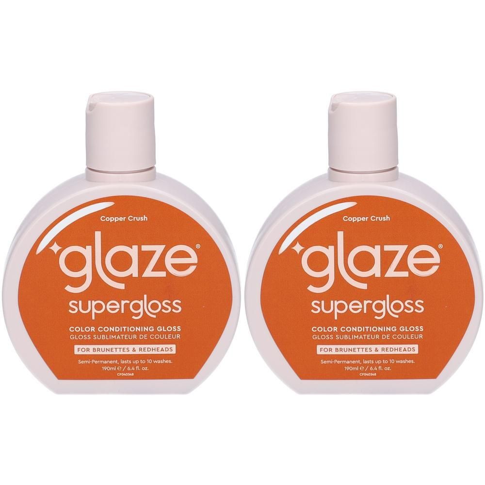 Deux flacons Glaze Supergloss Copper Crush, Brillance Colorante.
