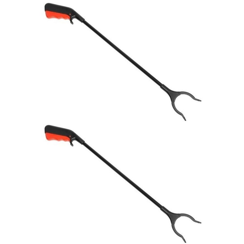 Pince de préhension avec poignée rouge et tige noire. Deux pinces sont représentées.