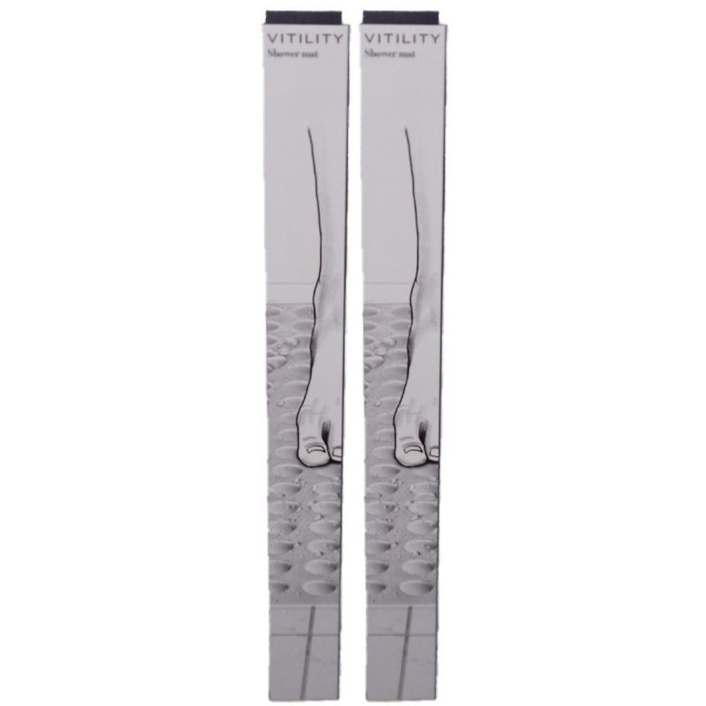 Twee smalle, langwerpige verpakkingen. Boven staat VITILITY. Daaronder een tekening van voeten op een antislip oppervlak.
