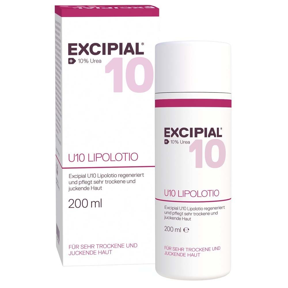 Excipial U10 Lipolotio, flacon et emballage. 10% Urée. Pour peaux très sèches.