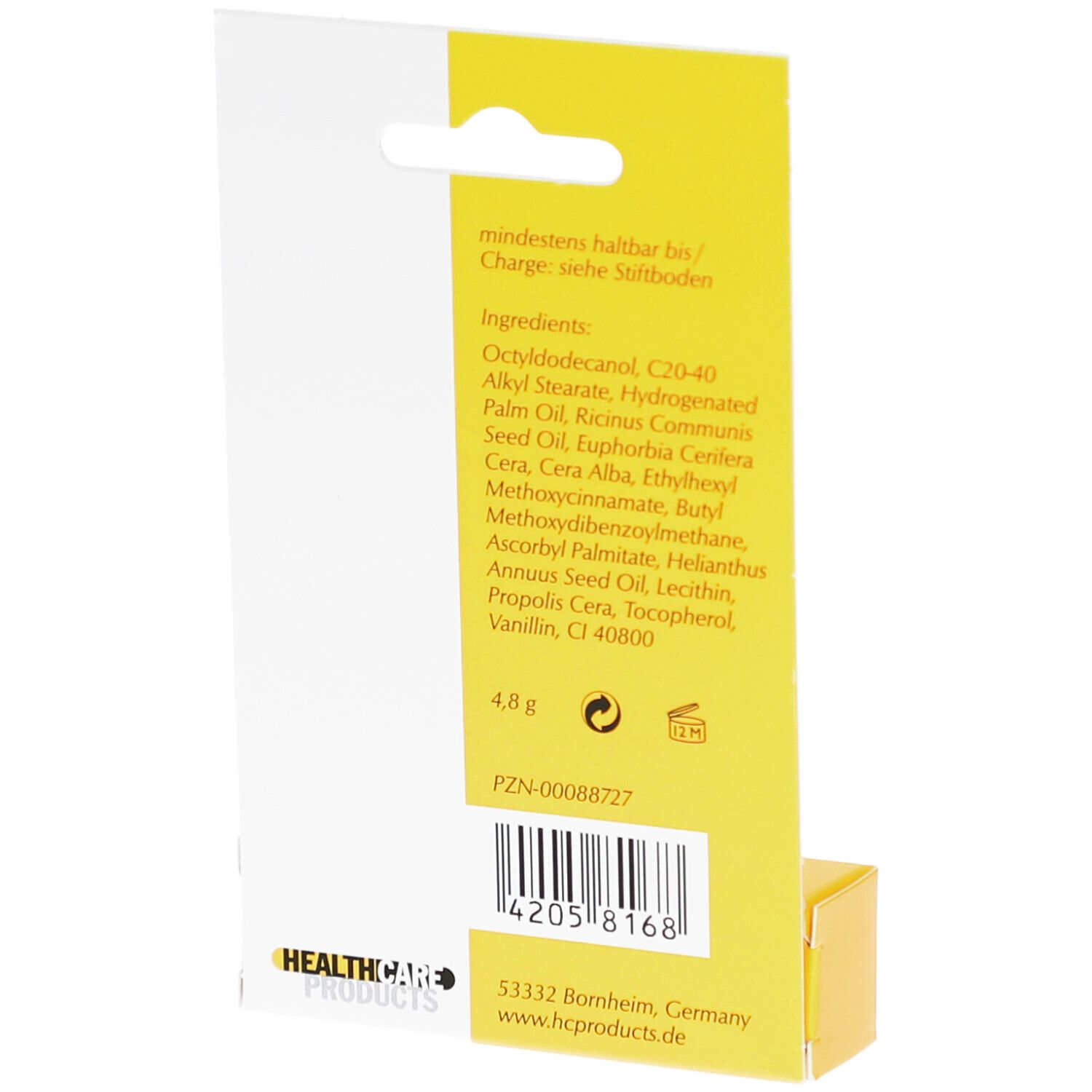 Dos de l'emballage Propolis Balsam. Contient ingrédients, poids et code-barres.