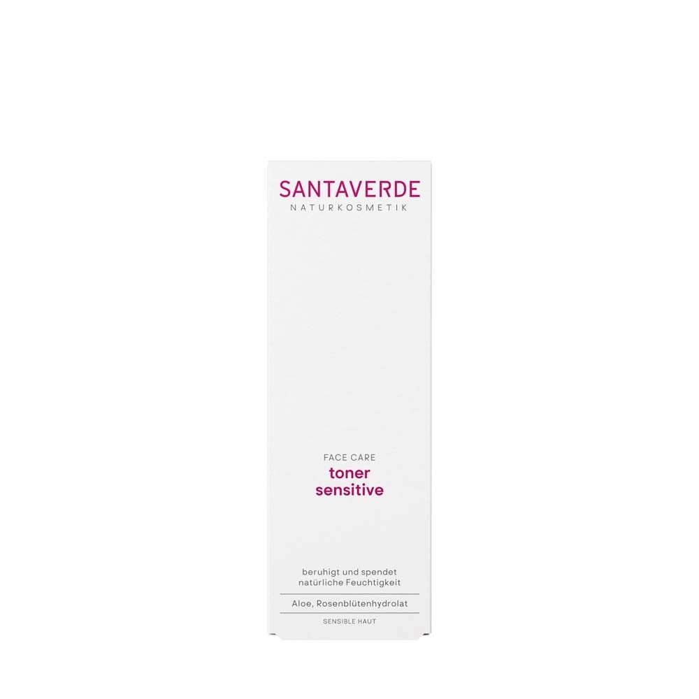 SANTAVERDE Toner sensitive. Emballage blanc avec texte et logo.