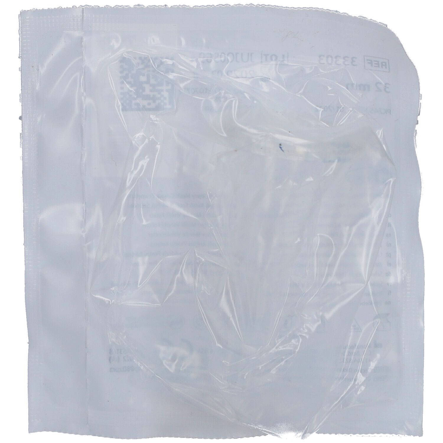 Emballage transparent scellé. Contient un condom urinaire auto-adhésif. Produit non visible.