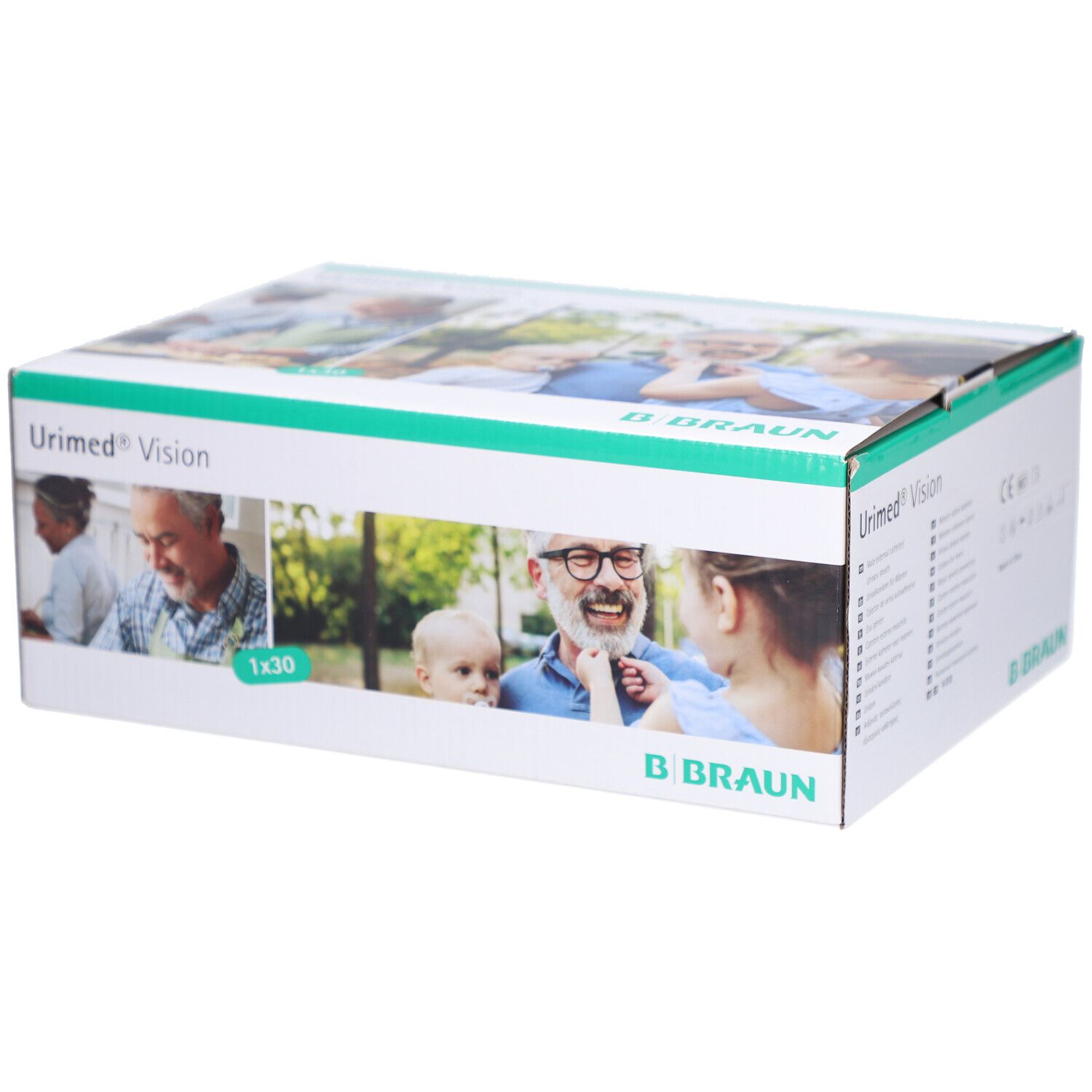 Emballage B. Braun Urimed Vision avec images de familles.