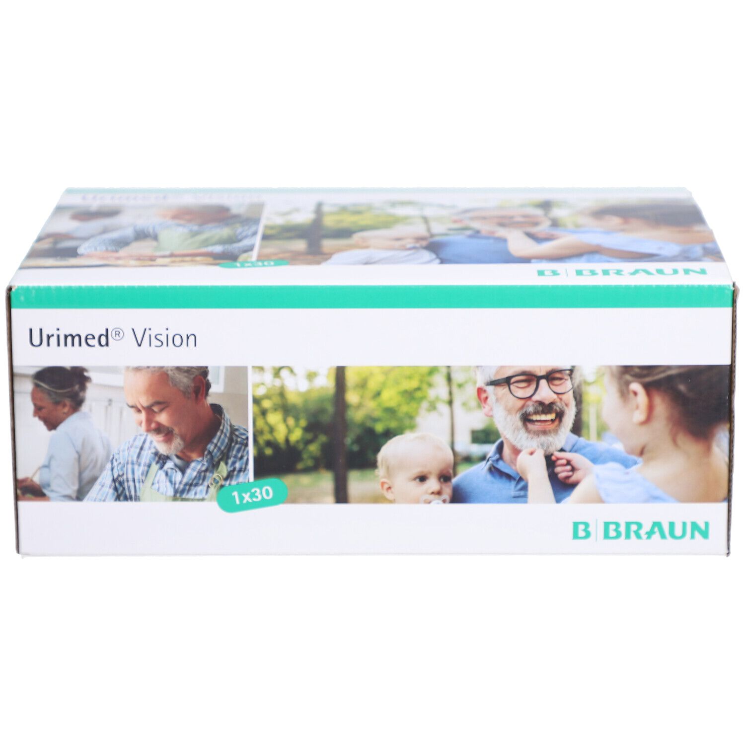 Emballage B. Braun Urimed Vision avec images de familles.