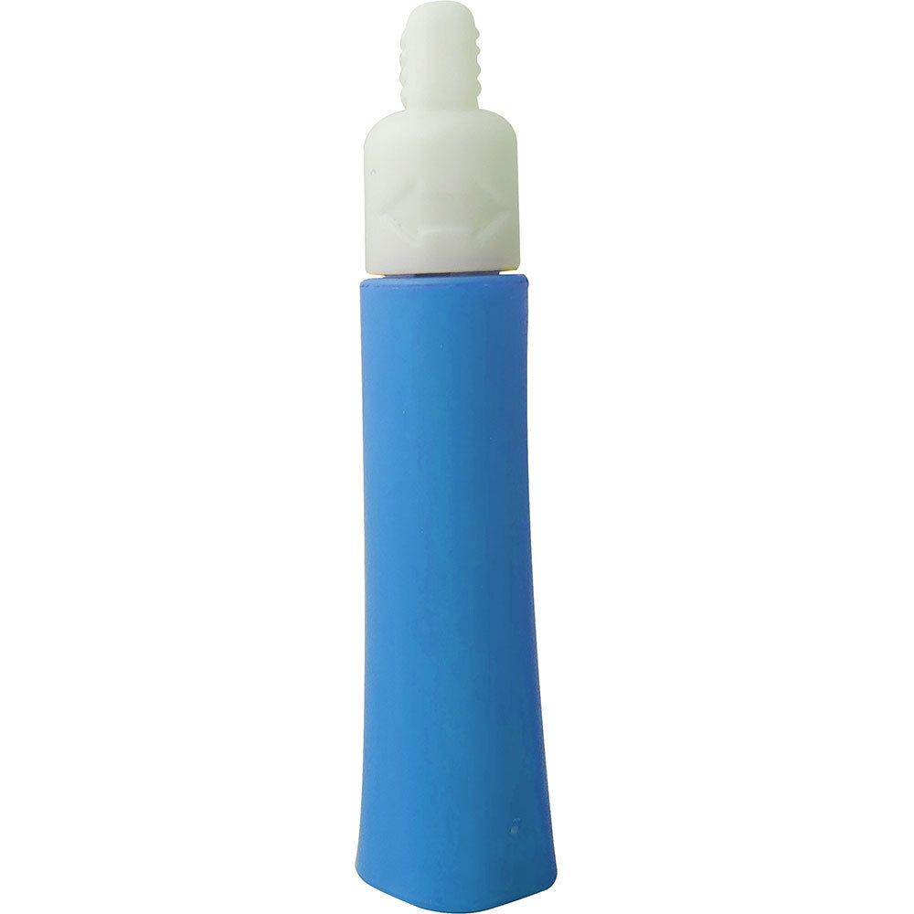 Lancette bleue unique avec embout blanc. L'embout a une forme cylindrique.