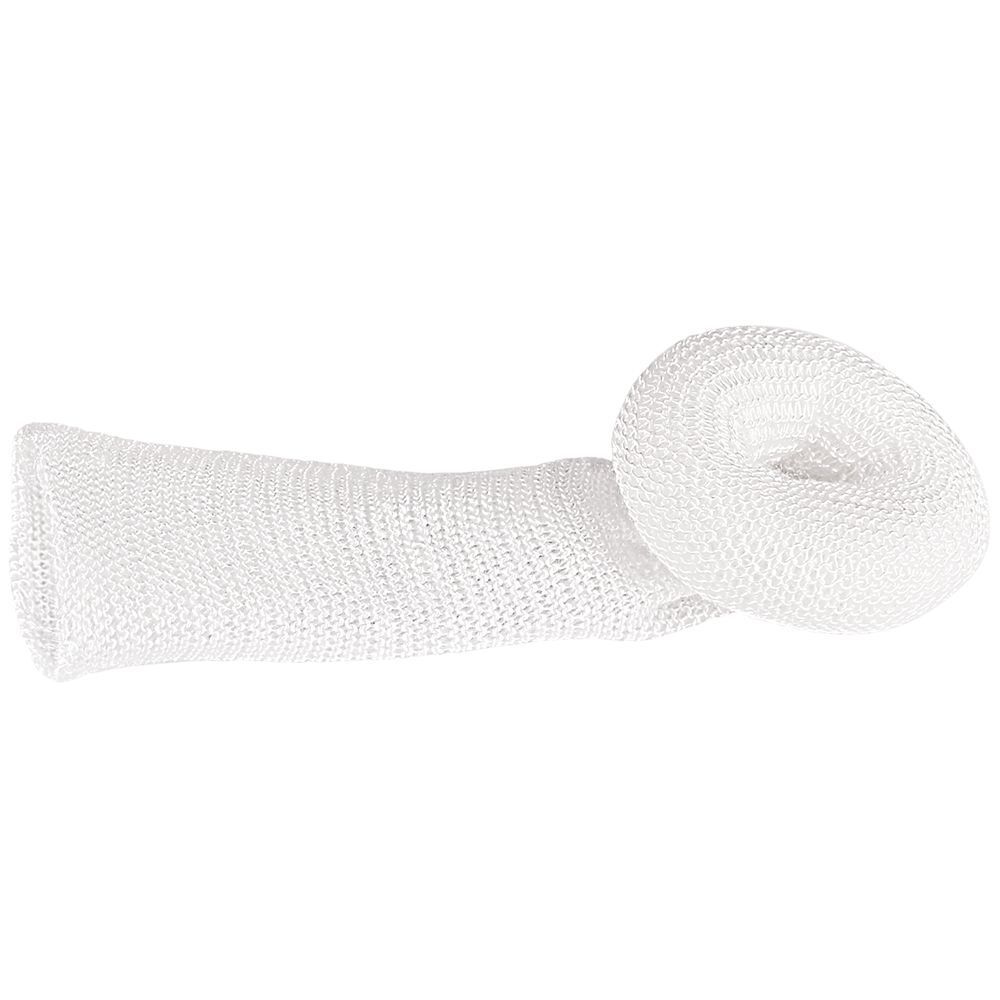 Witte, elastische kousverband, opgerold en open.