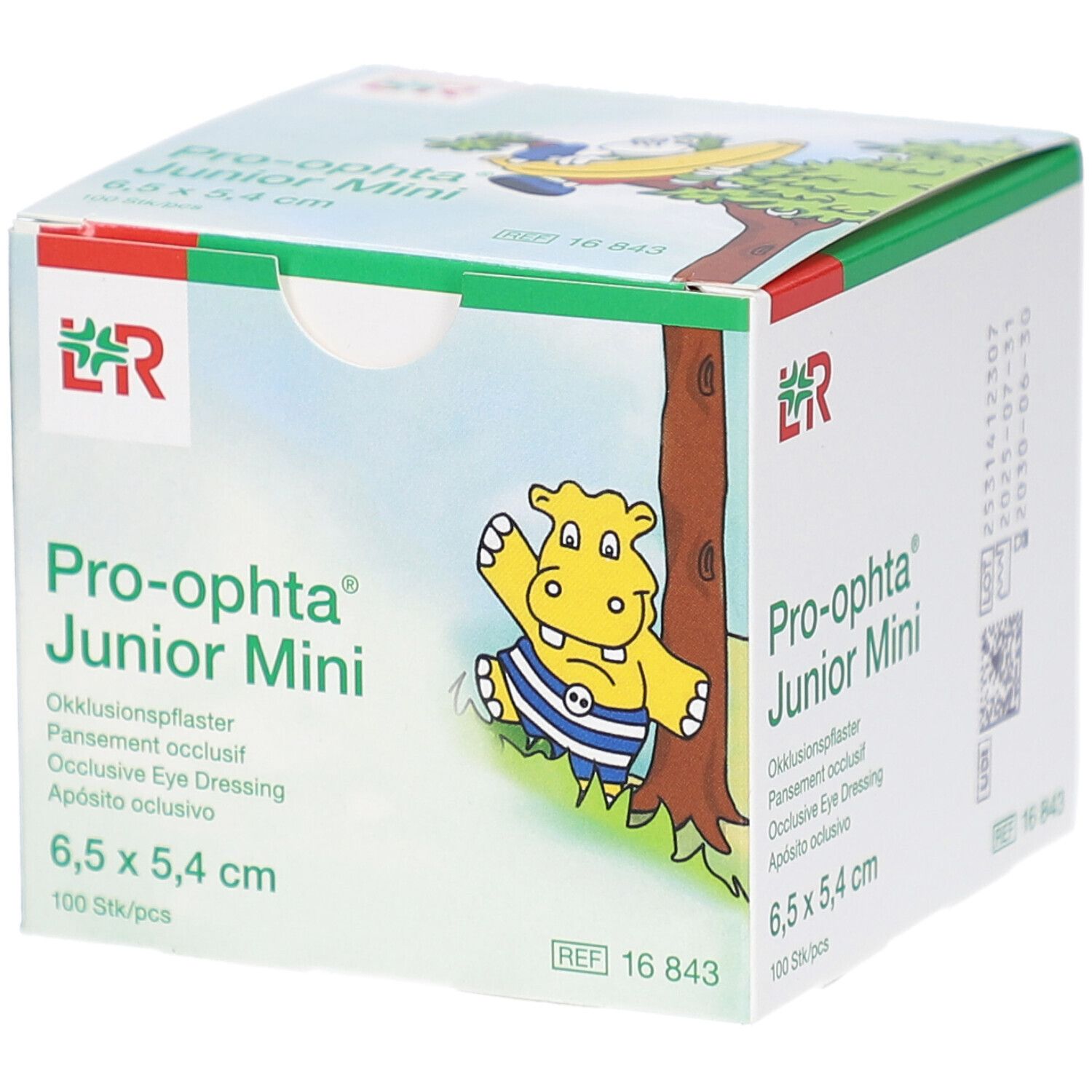 Pro-ophta Junior Mini Pansement occlusif, 6,5 x 5,4 cm, 100 pièces.