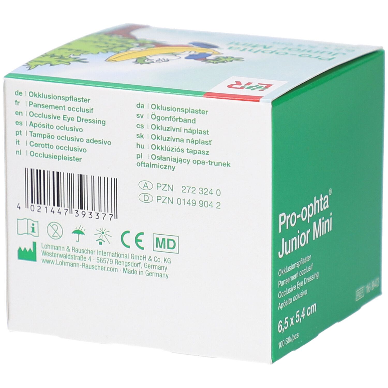 Pro-ophta Junior Mini Pansement occlusif, 6,5 x 5,4 cm, 100 pièces.