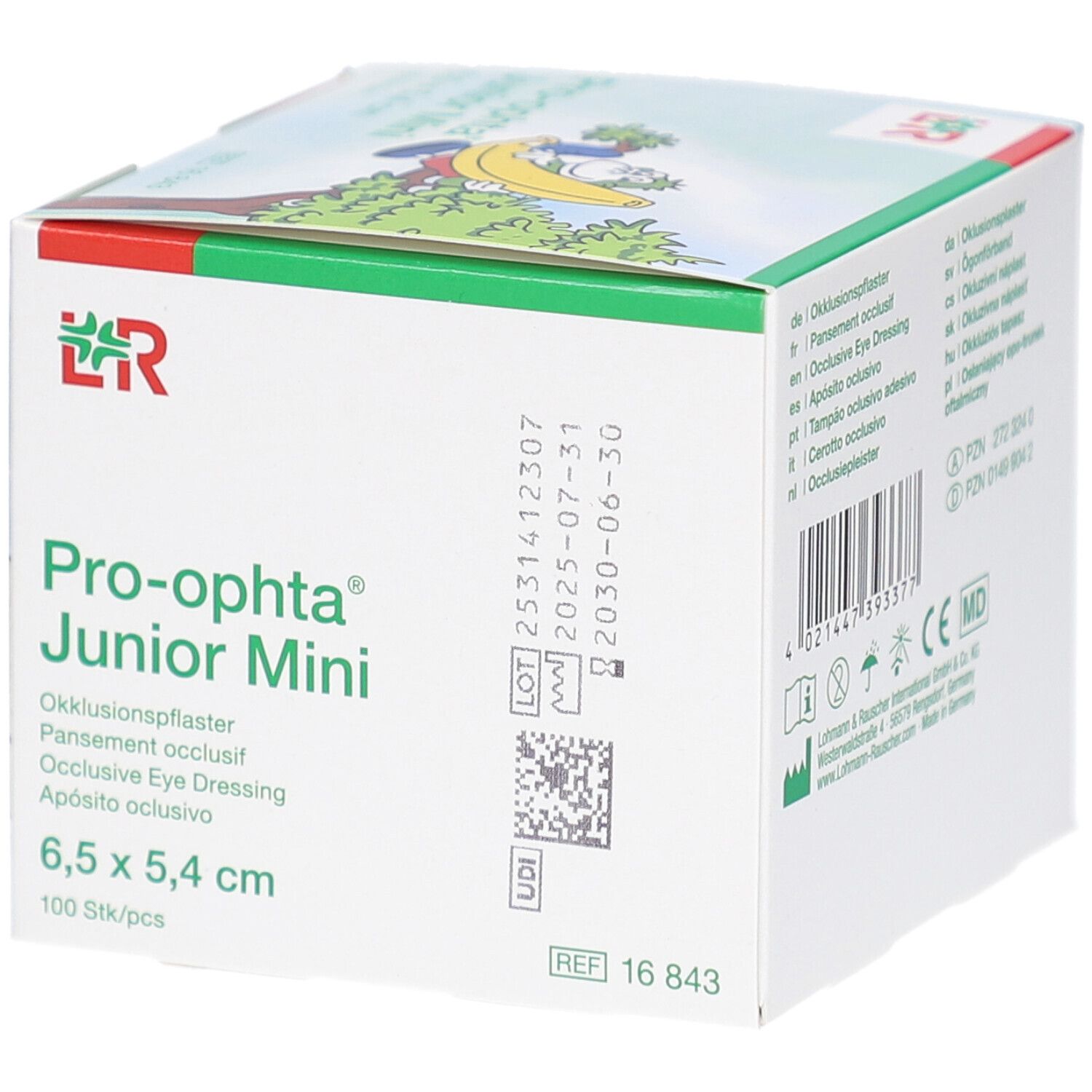 Pro-ophta Junior Mini Pansement occlusif, 6,5 x 5,4 cm, 100 pièces.