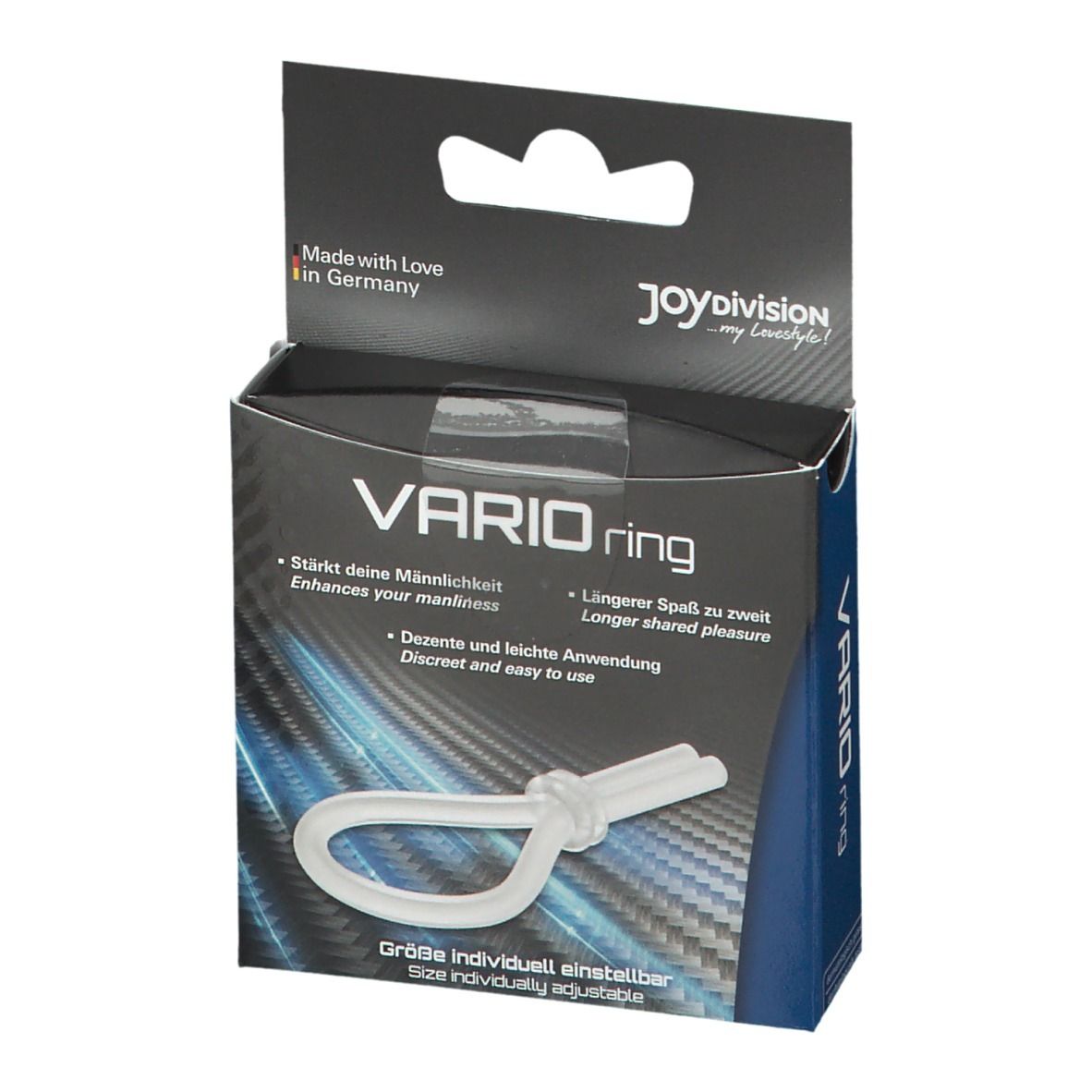 Emballage du produit VARIOring avec anneau transparent et description.
