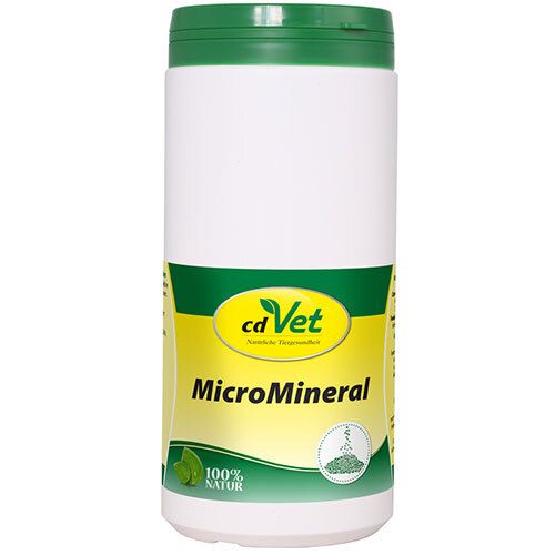 CdVet MicroMineral pot met groen en geel etiket, 100% Natuur.