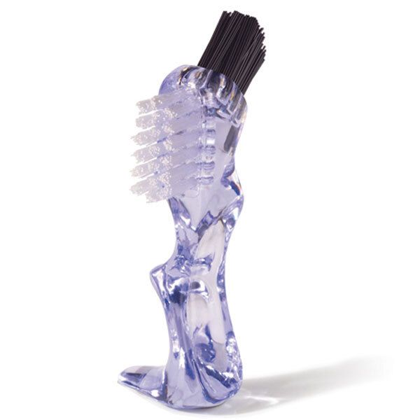 Brosse de rechange transparente, plastique. Poils noirs. Manche ergonomique. Pour Protho Box.