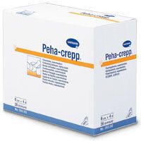 Witte verpakking met Peha-crepp tekst. Oranje streep. Productafbeelding. 8 cm x 4 m, 20 stuks.