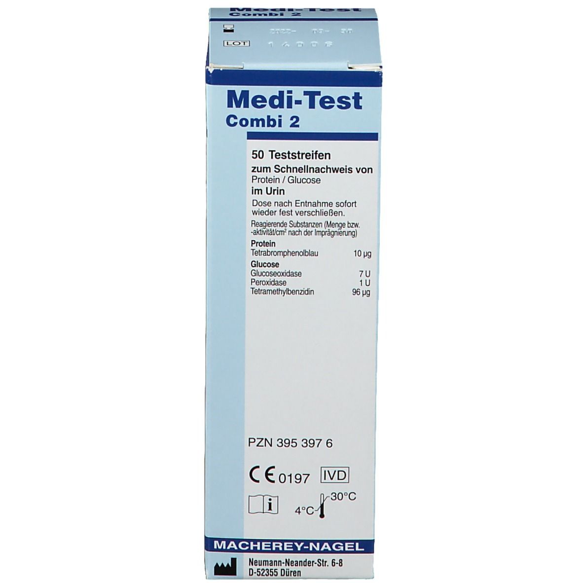 Medi-Test Combi 2 teststrips voor urineanalyse in een buisje.
