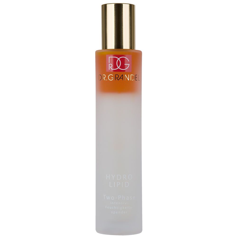 Concentré hydratant biphasé. Flacon avec bouchon doré. Nom du produit et marque visibles.