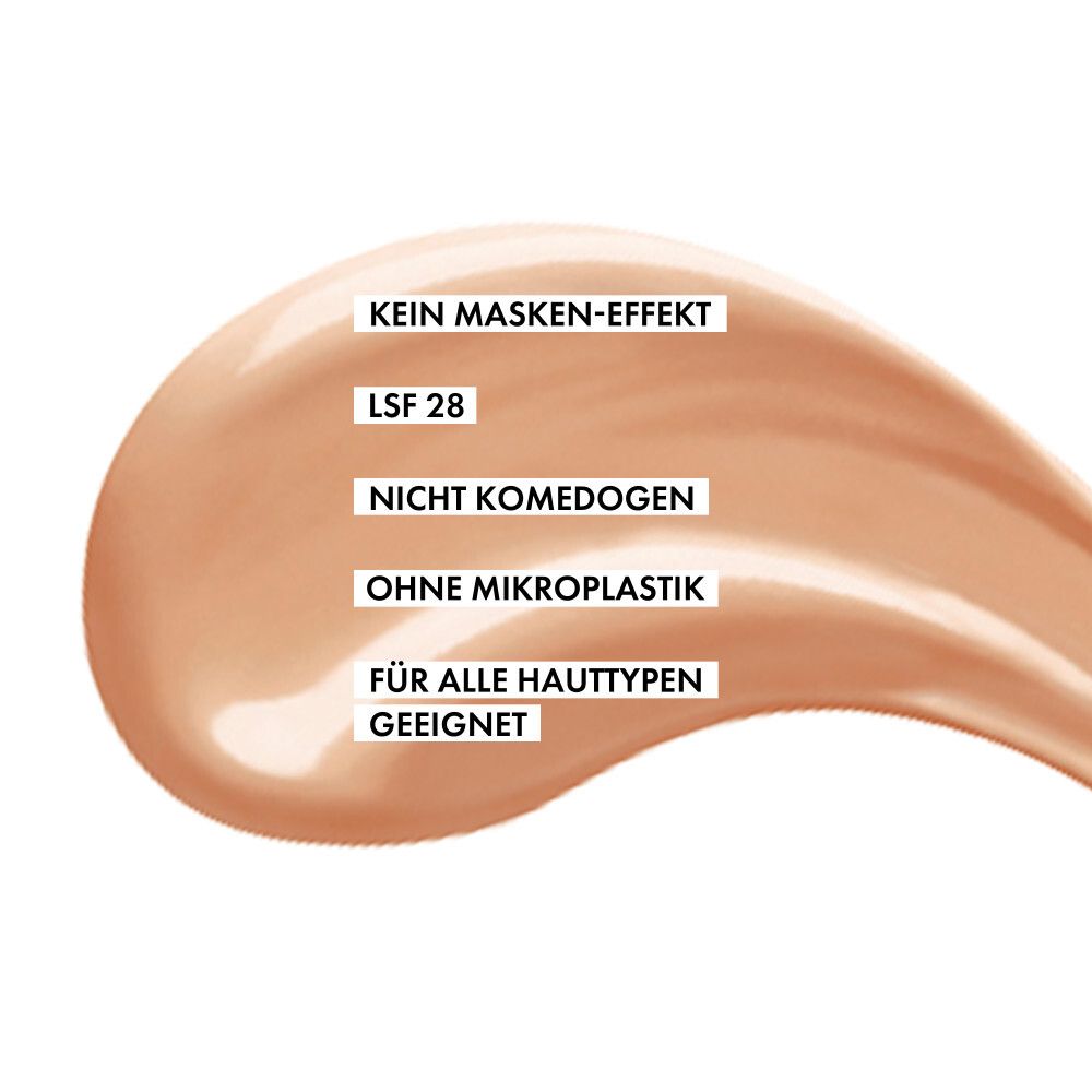 Maquillage Vichy Dermablend et emballage. Tube et boîte noirs. Texte.