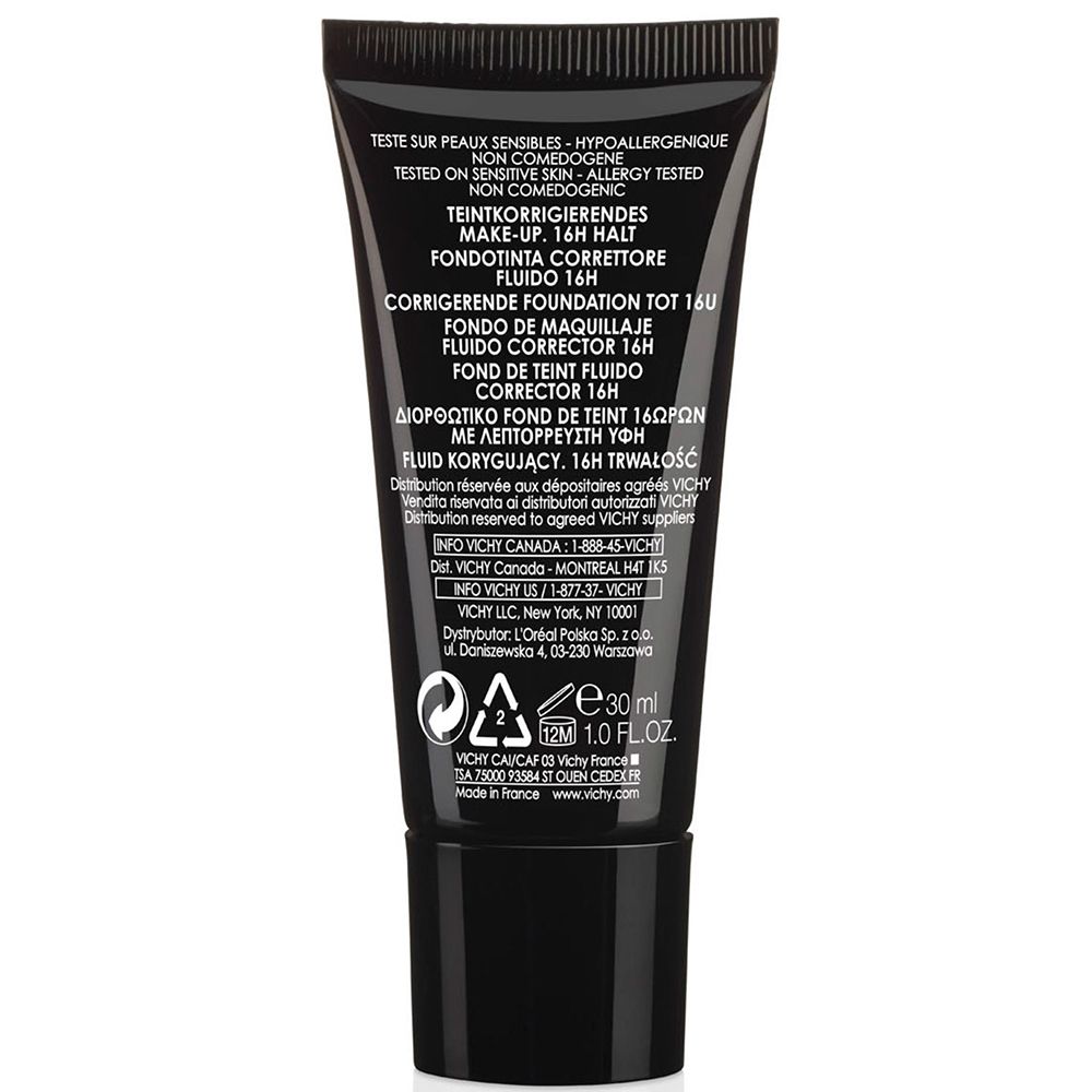 Dos du tube de maquillage Dermablend. Texte et informations.