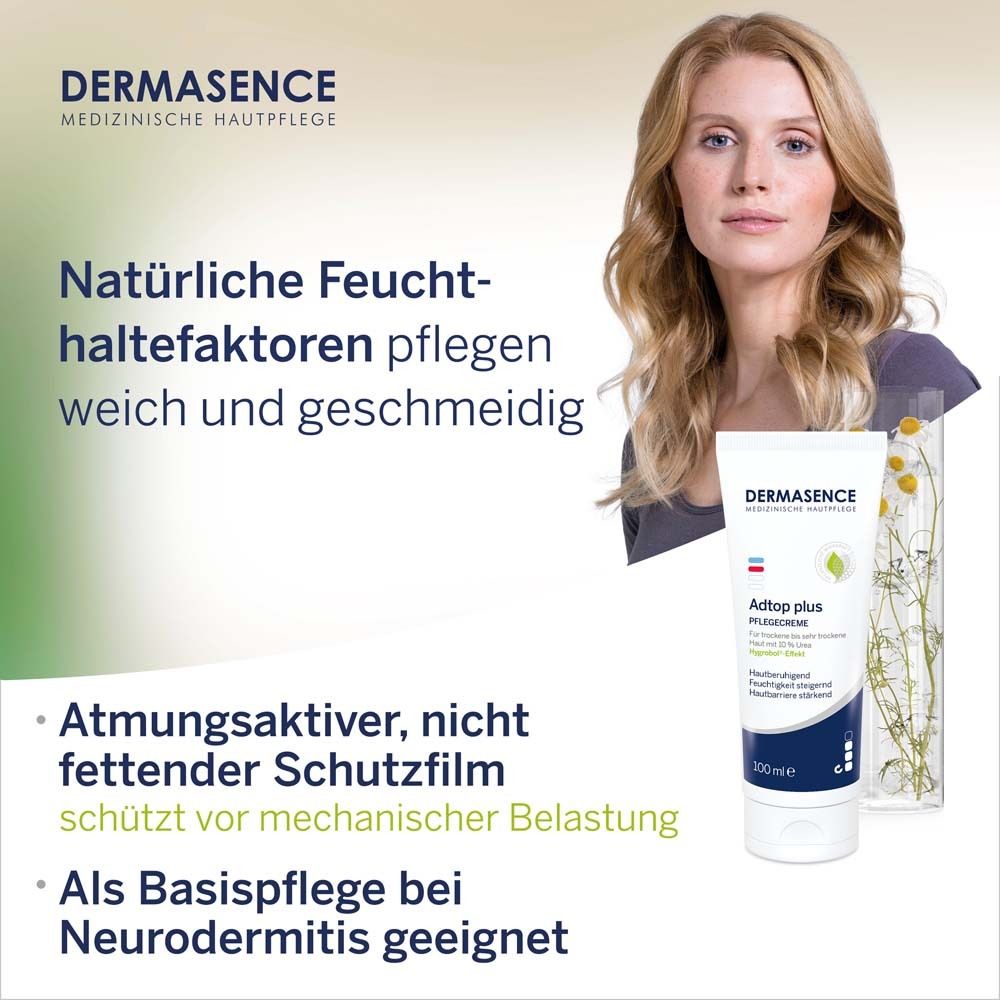 Hand met crème. Tekst: Verhoogt de hydratatie en versterkt de huidbarrière.