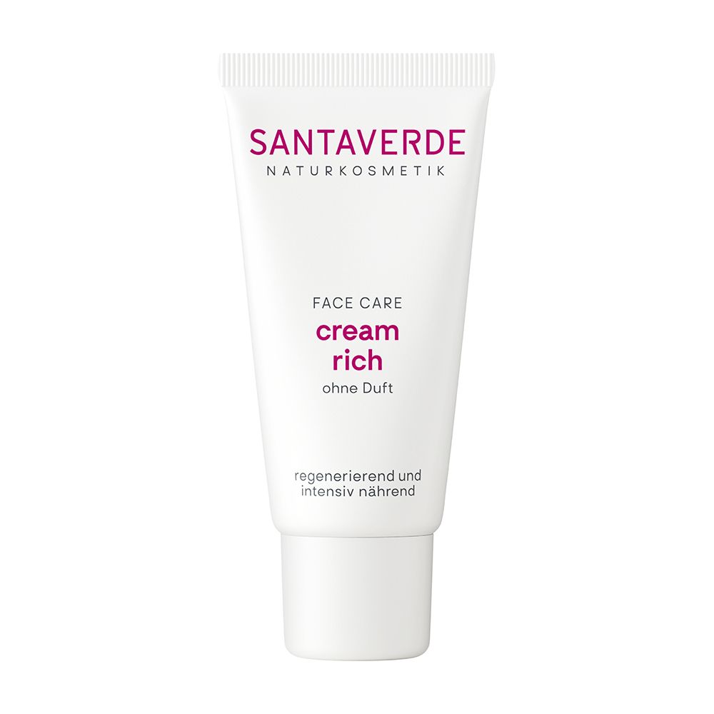 SANTAVERDE Aloe Vera Crème rich zonder geur, tube met draaidop.