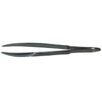 Pince à épiler en métal, courbée, 8 cm. Pince noire avec extrémités pointues.