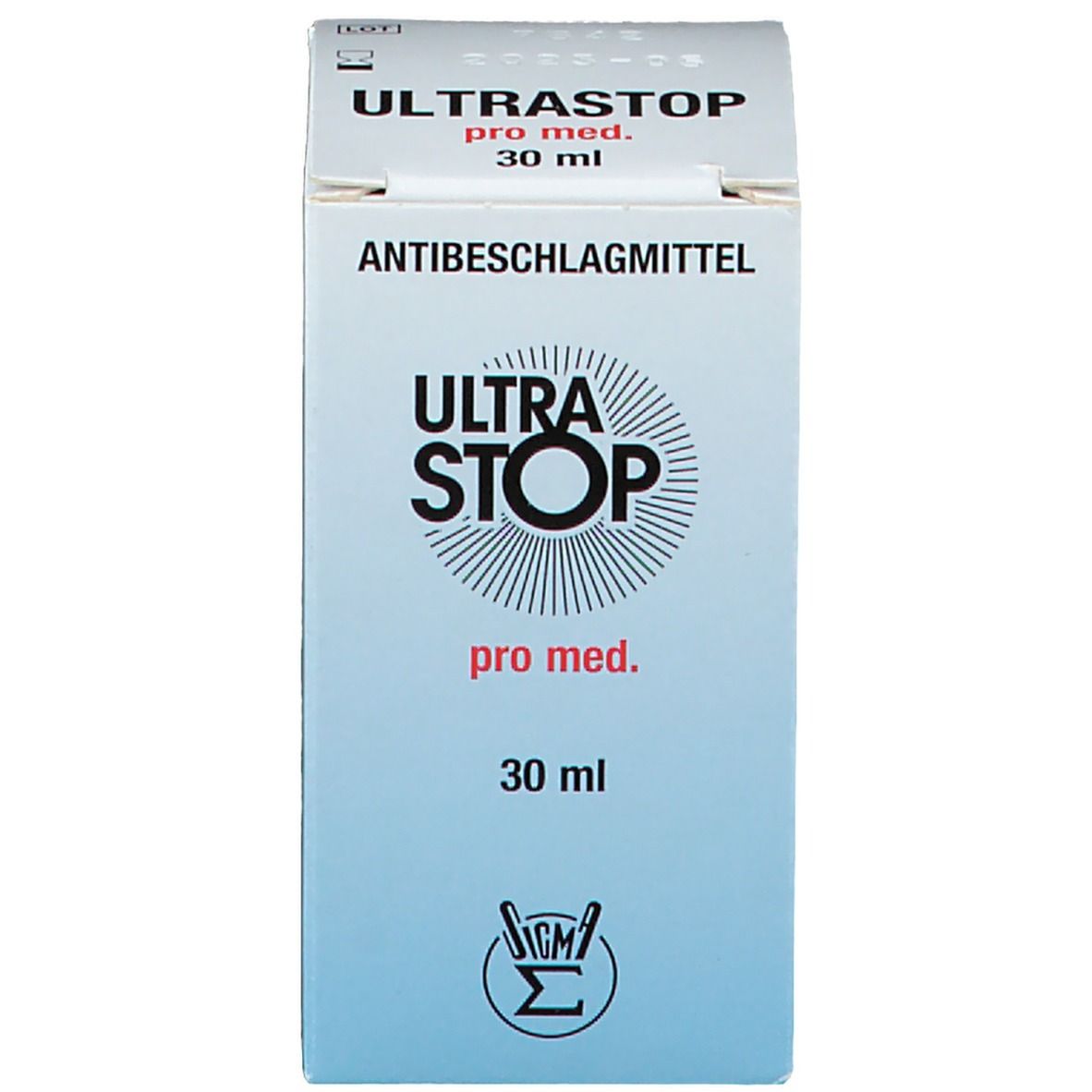 Verpakking voor Ultrastop pro med. Anti-condensmiddel, 30 ml.