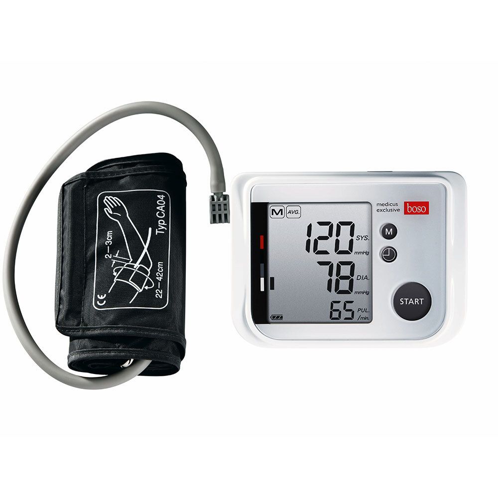 Boso bovenarm bloeddrukmeter met manchet en digitaal display.