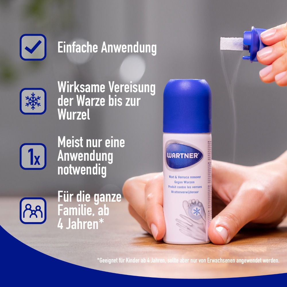 Produit Wartner. Application facile. Cryothérapie efficace. Pour toute la famille. Dès 4 ans.