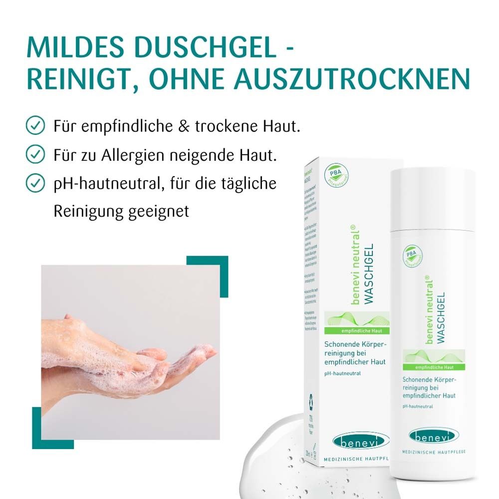 Milde douchegel voor gevoelige huid, reinigt zonder uit te drogen.