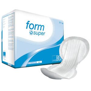 Incontinentieverbanden, individueel en in verpakking. Merk Form super, 20 stuks. Anatomische vorm, wit.