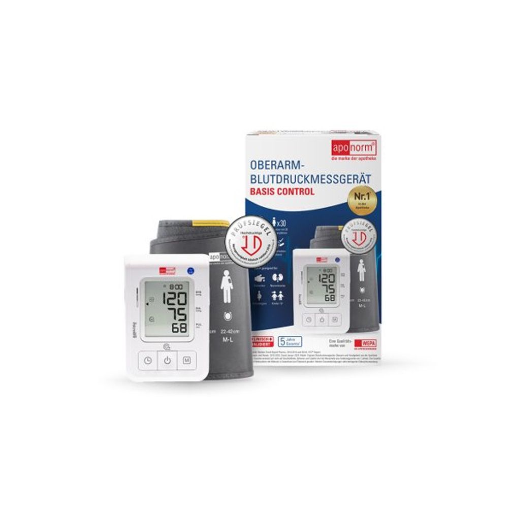 Bloeddrukmeter met manchet. Digitale display met meetwaarden. Merk: aponorm, Microlife.