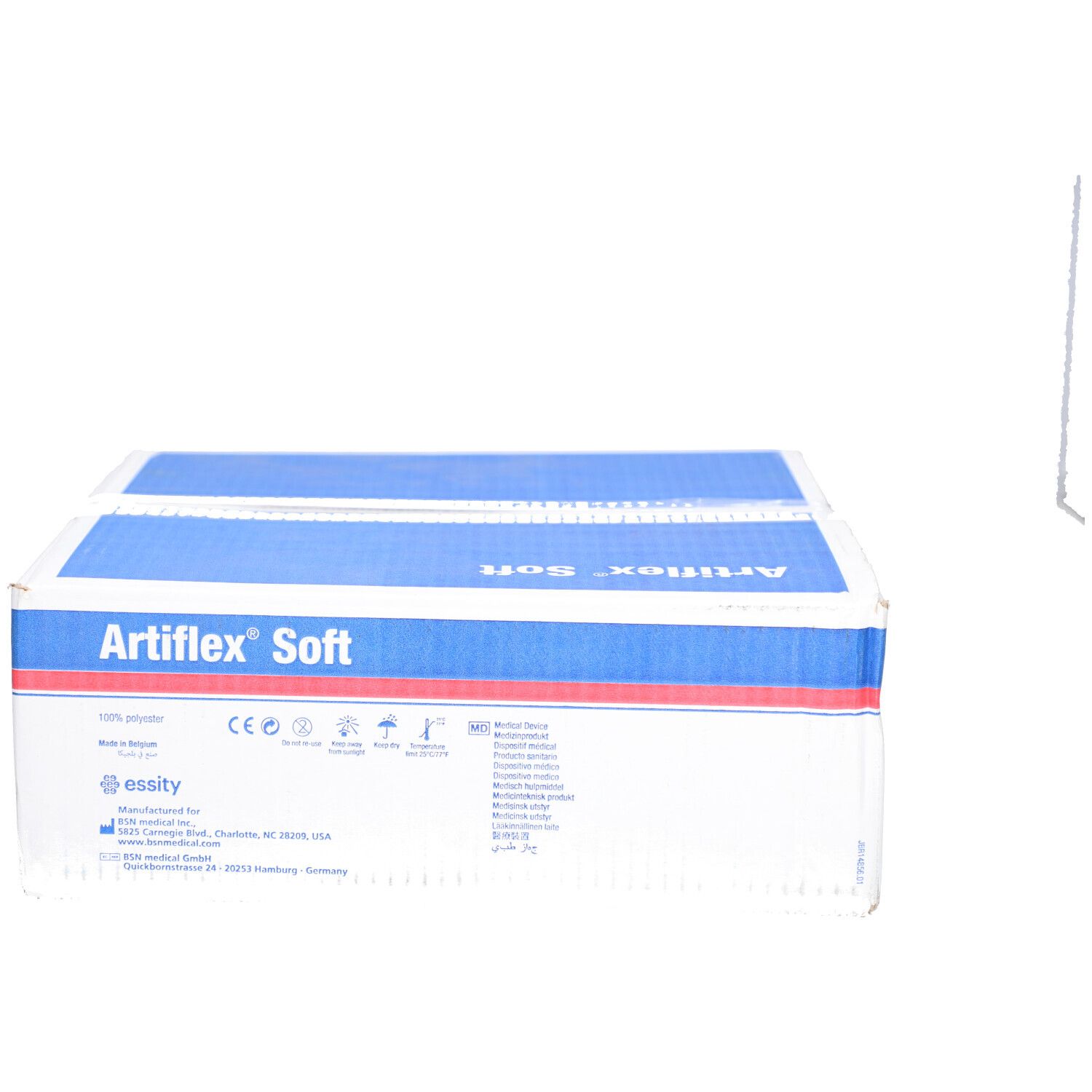 Doos Artiflex Soft. Fabrikantinformatie en symbolen.