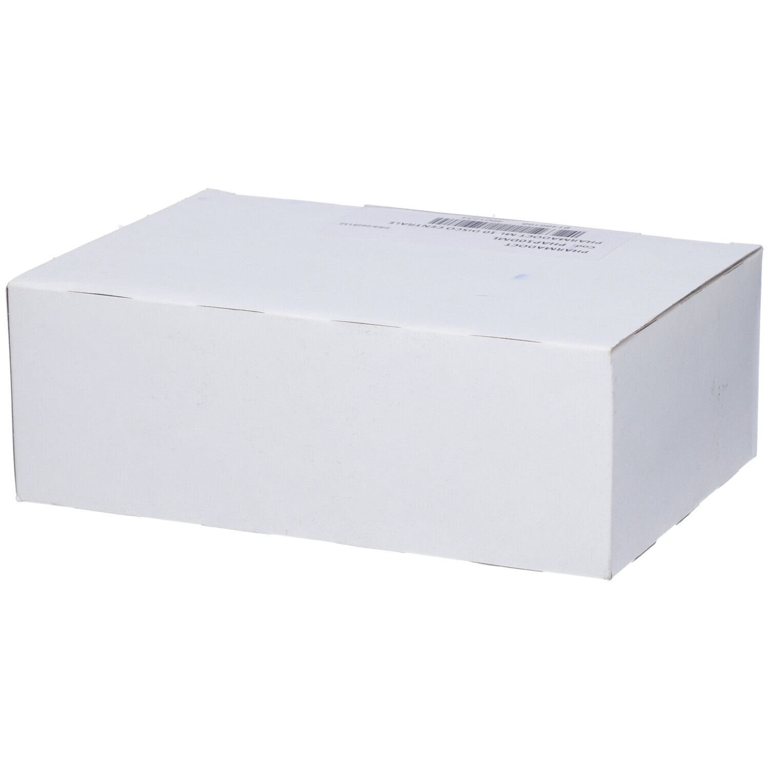 Zijaanzicht van een witte productverpakking voor Pharmadoct likdoornpleisters.
