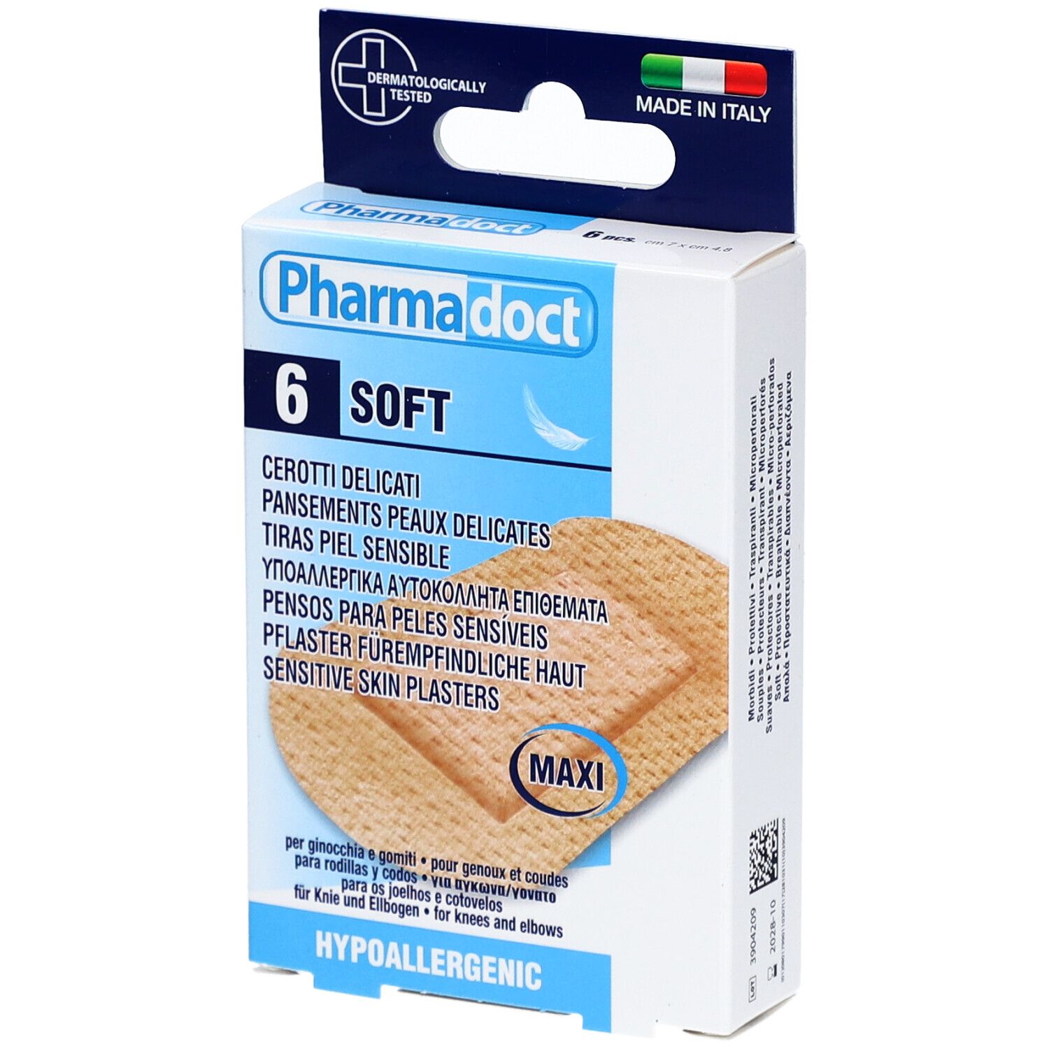 Boîte de pansements pour peaux sensibles Pharmadoct, 6 unités. Format Maxi. Testé dermatologiquement, Fabriqué en Italie.