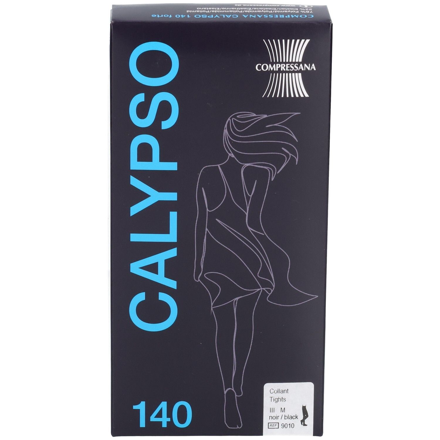 Verpakking COMPRESSANA Calypso steunkousen, 140 den, zwart.
