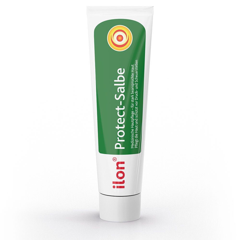 Tube ilon Protect-Salbe. Groen-wit ontwerp. Medische huidverzorging voor de huid.