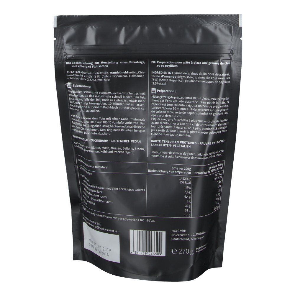 nu3 Fit Pizza Low Carb préparation pour pâte