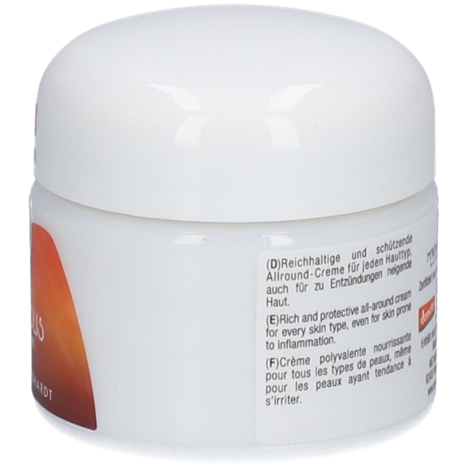 Martina Gebhardt Propolis Cream: Zijaanzicht van de pot met productbeschrijving in meerdere talen.