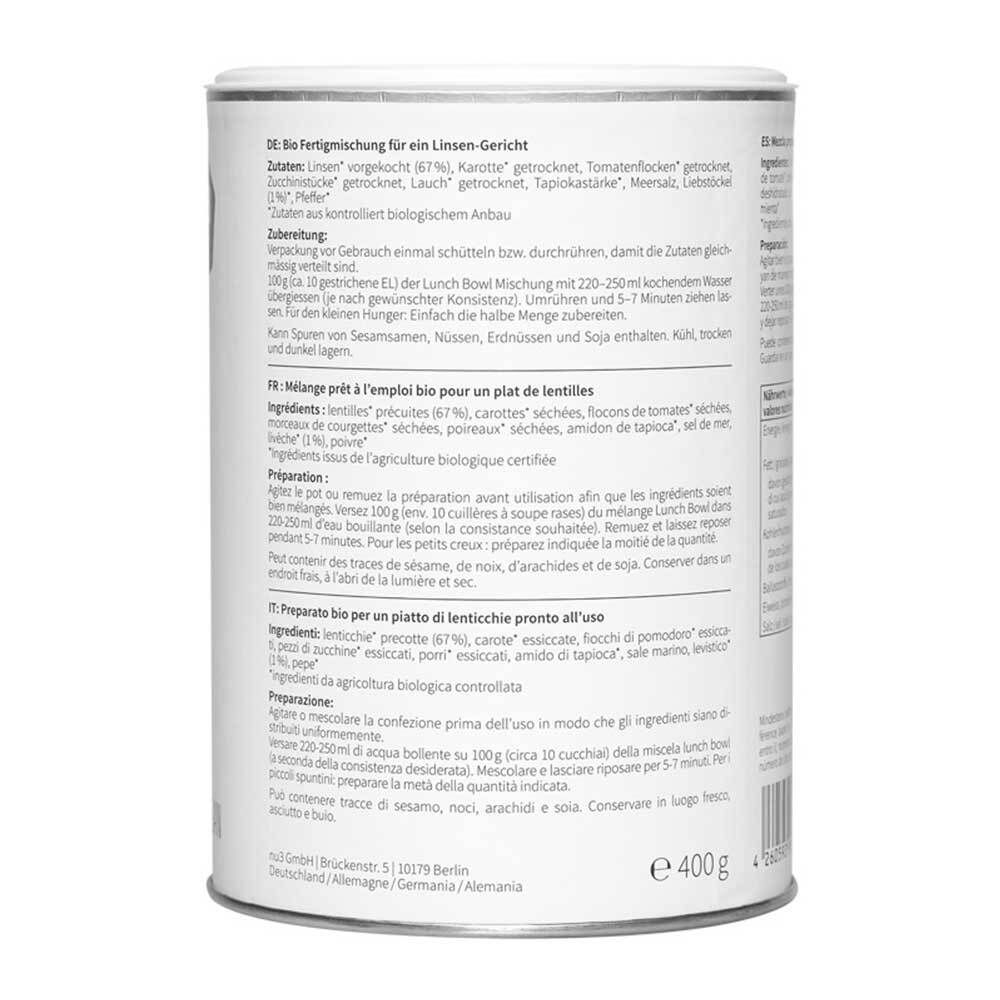 nu3 Lunch Bowl Lentilles Bio