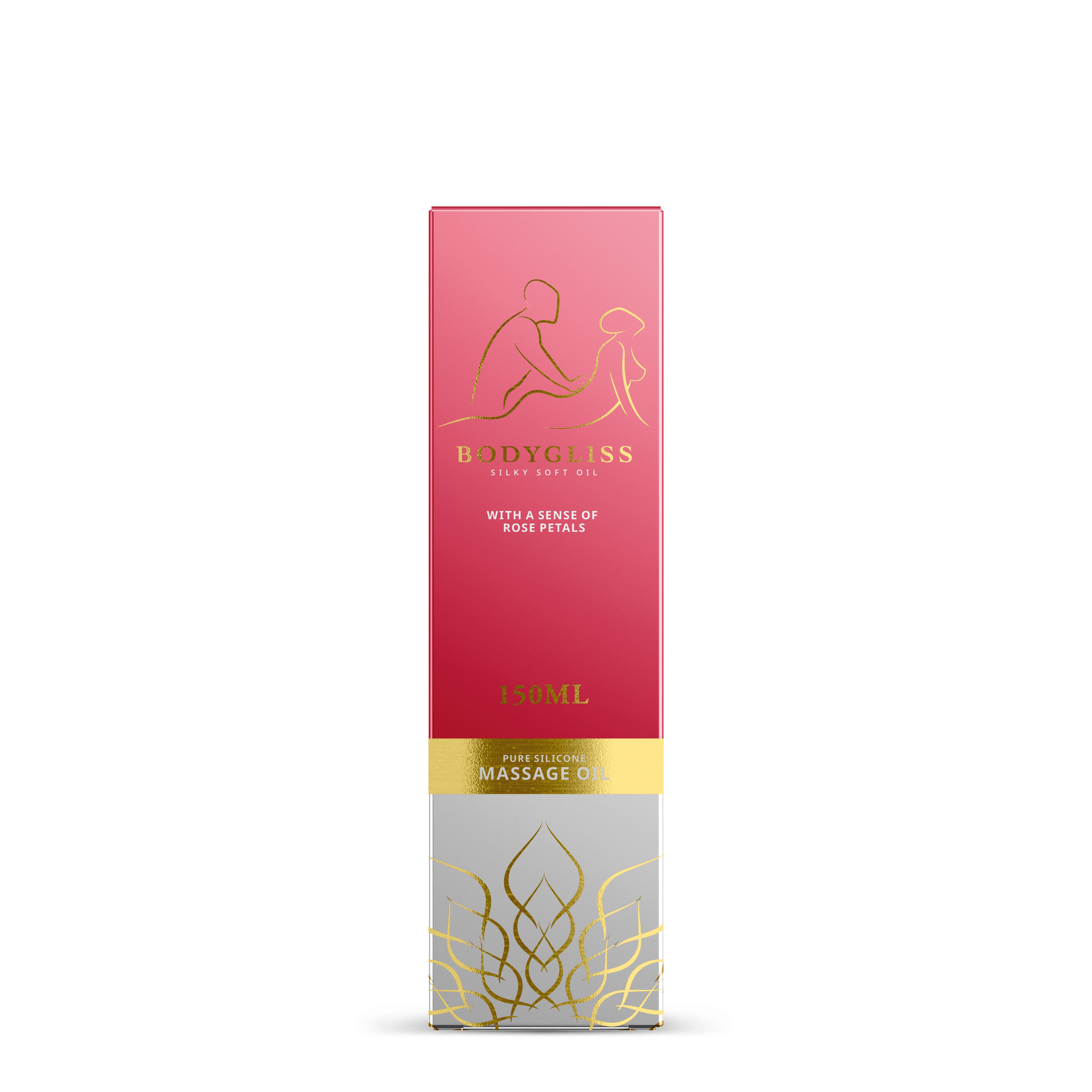 Emballage d'huile de massage, 150ml, parfum pétale de rose.