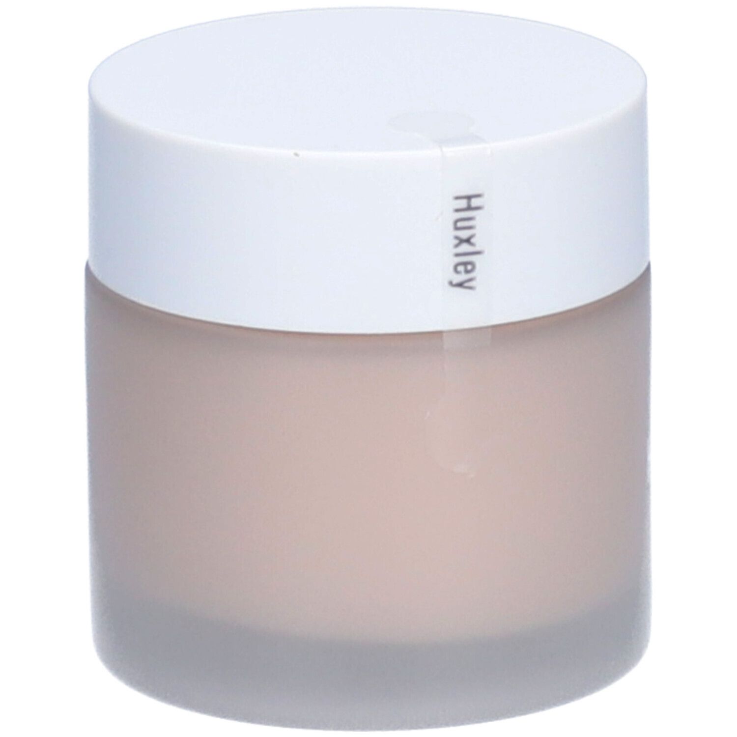 Pot avec couvercle blanc. Le pot porte l'inscription "Huxley".
