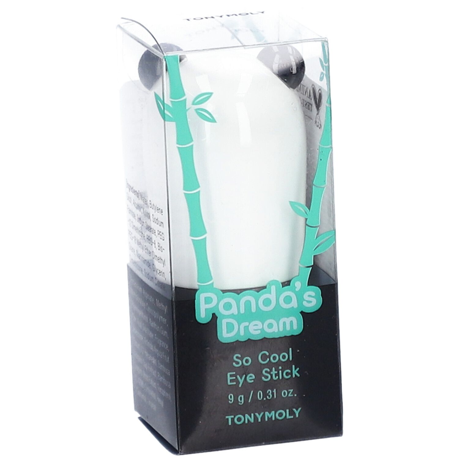 Oogverzorgingsstick in pandavorm in transparante verpakking. Productnaam en merk zichtbaar.
