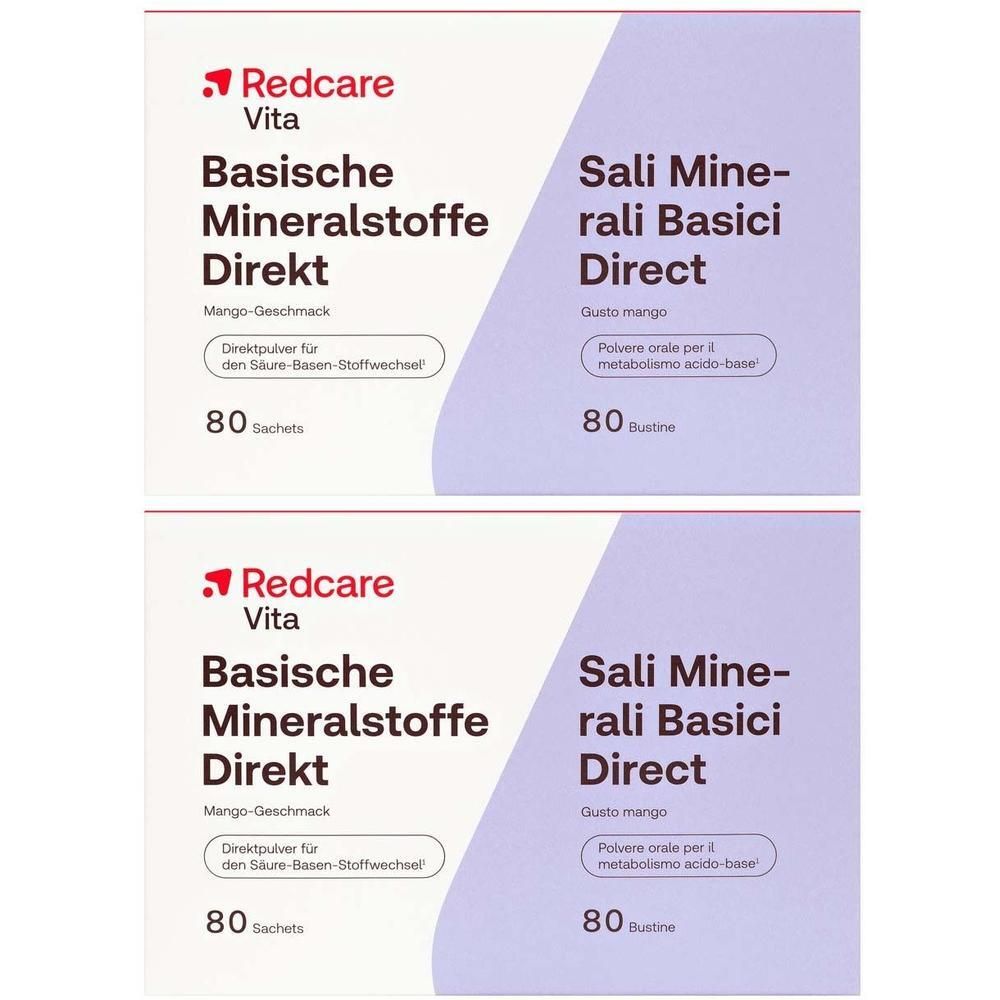 Verpakking Redcare Basische Mineralstoffe Direkt, Nederlandse belettering, 80 zakjes.