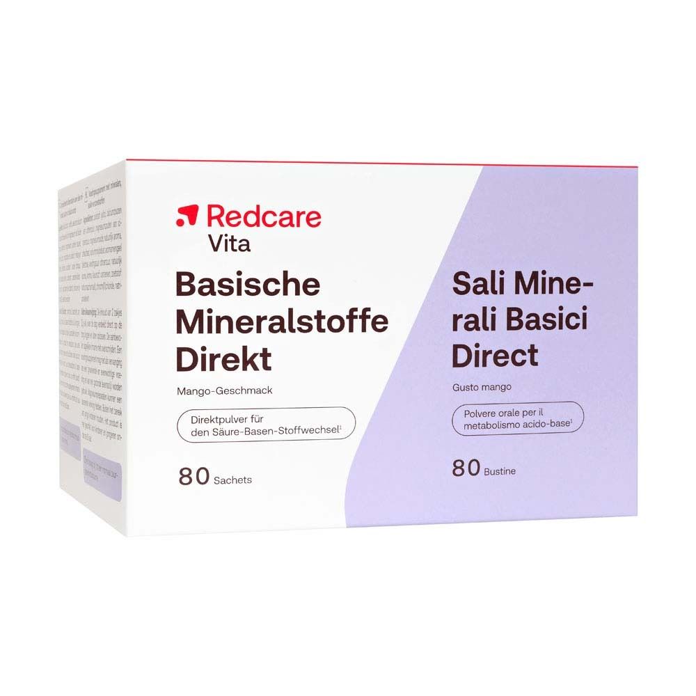 Verpakking Redcare Basische Mineralstoffe Direkt. Smaak mango, 80 sachets.