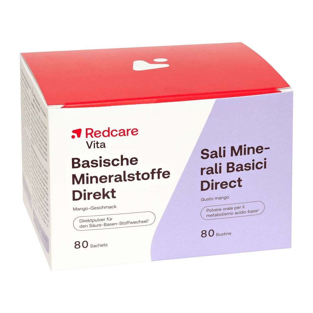 Verpakking Redcare Basische Mineralstoffe Direkt. Smaak mango, 80 sachets.