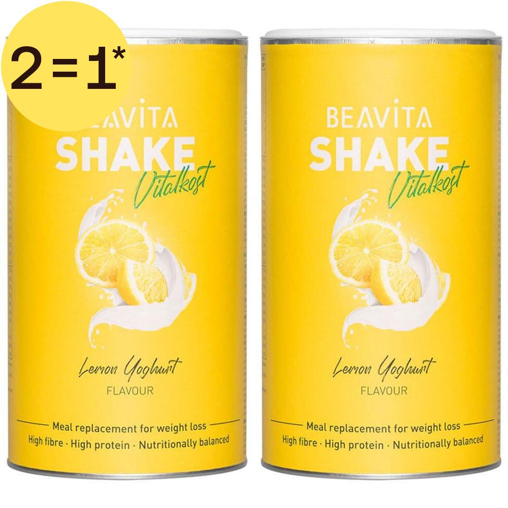 Twee blikken BEAVITA Vitalkost Diät-Shake, Citroen-Yoghurt smaak. Maaltijdvervanger voor gewichtsverlies.
