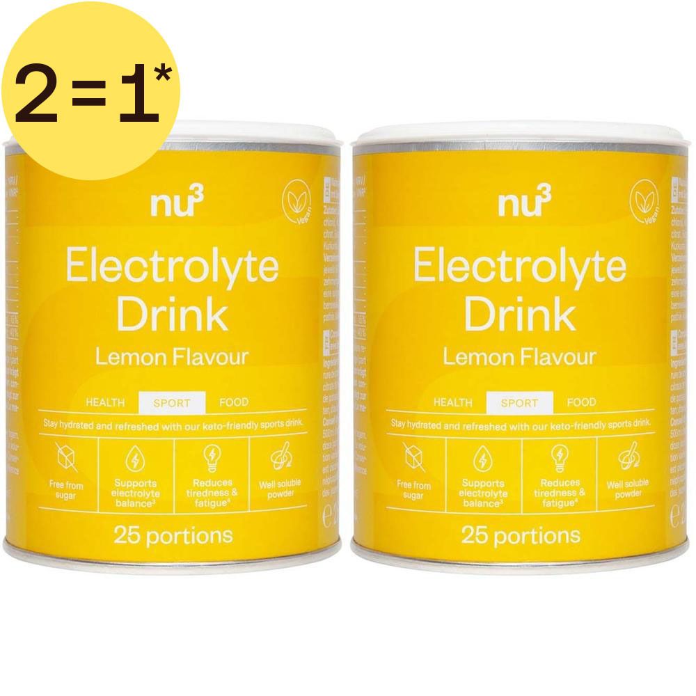 Twee blikken nu3 Elektrolyt Drink Citroen, 250g.